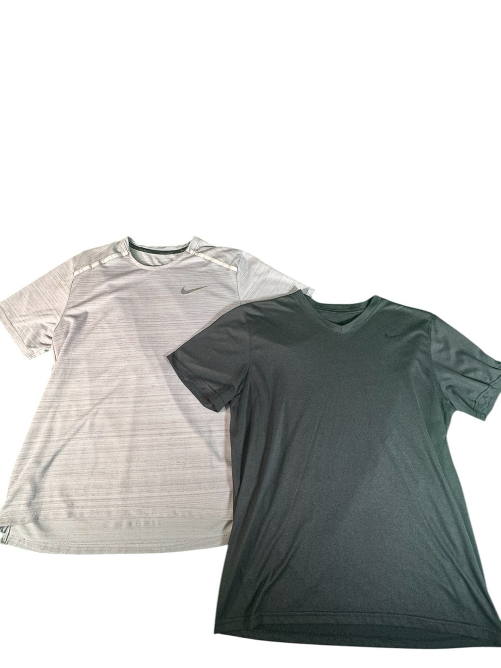 Nike Dri-FIT Men’s Large Running Shirts Lot of 2 Gray Black Athletic Tees